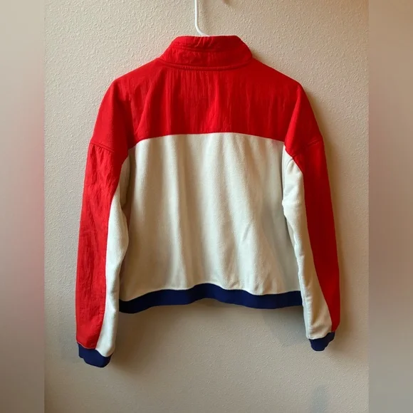 EUC Nike Womens Sportswear Half-Zip Top in Red/Cream/Purple (Size:L) - Picture 10 of 10